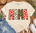 MAMA patchwork graphic shirt in ivory with gingham polka dots leopard floral prints