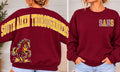 Maroon South Aiken Thoroughbreds sweatshirt showing gold full-back varsity lettering and horse mascot with SAHS left-chest initials